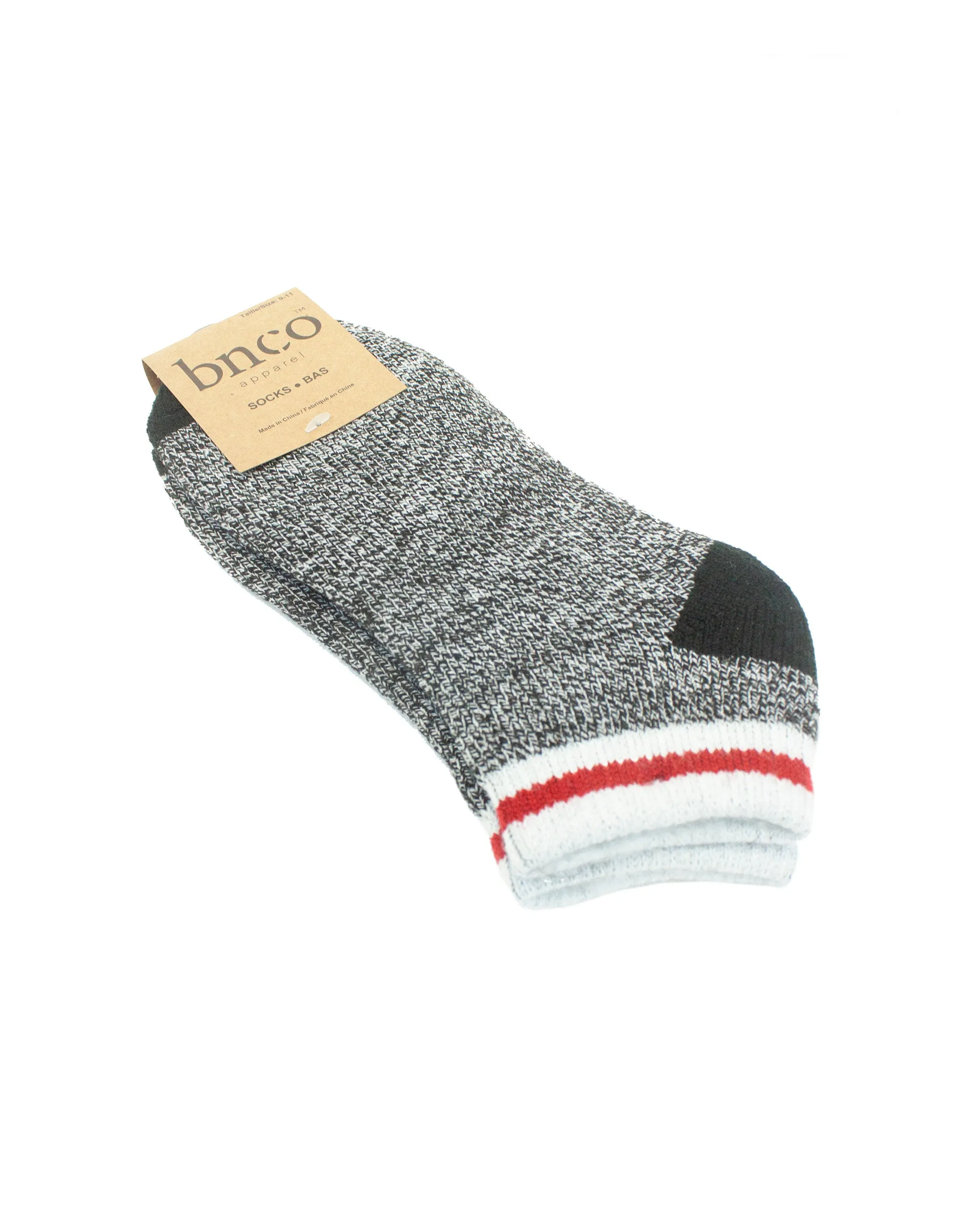 Double Layer Ankle Socks with Brushed Fleece Inner Lining -  Cabin Black