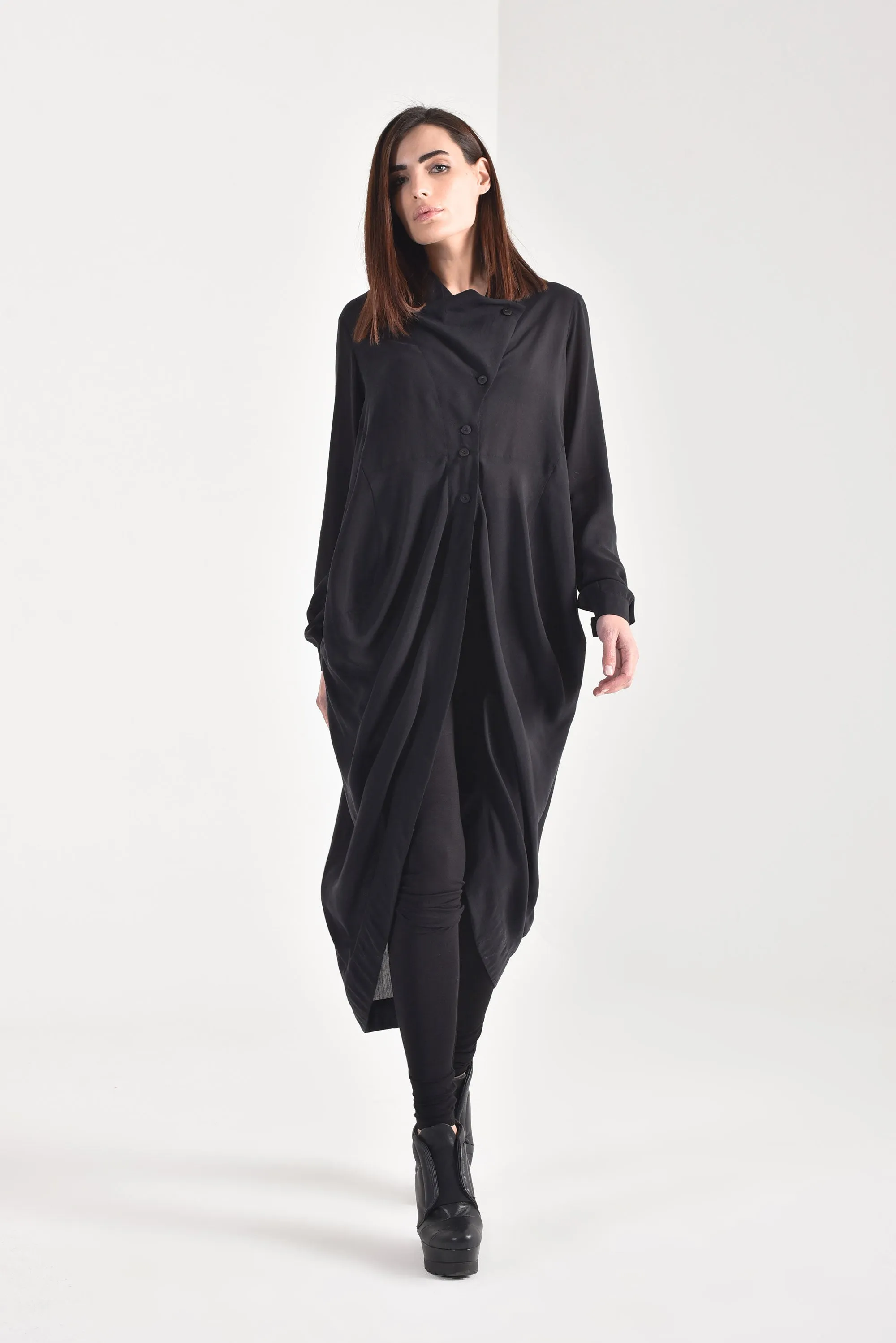 Draped Front Long Shirt