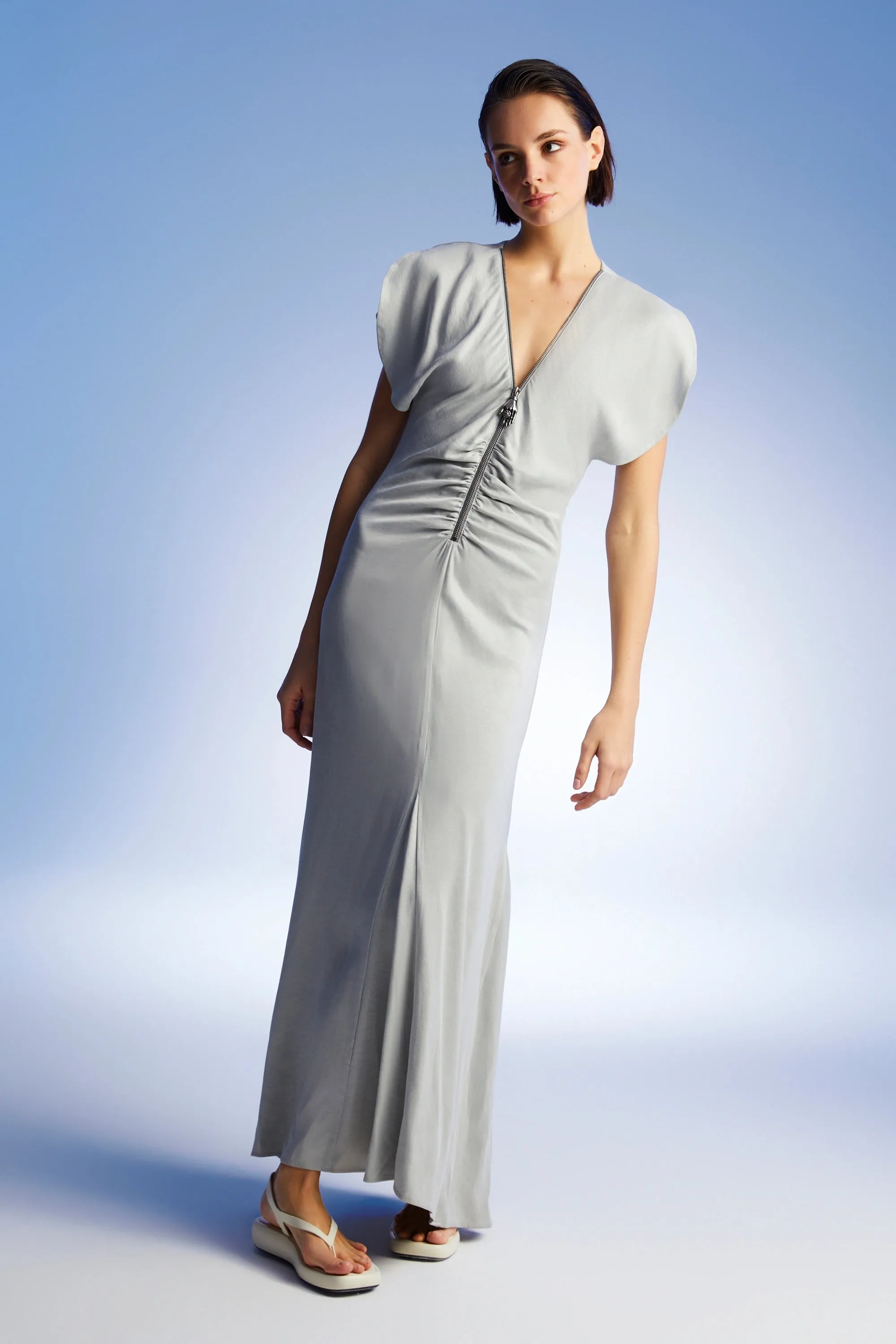 Draped V-Neck Dress