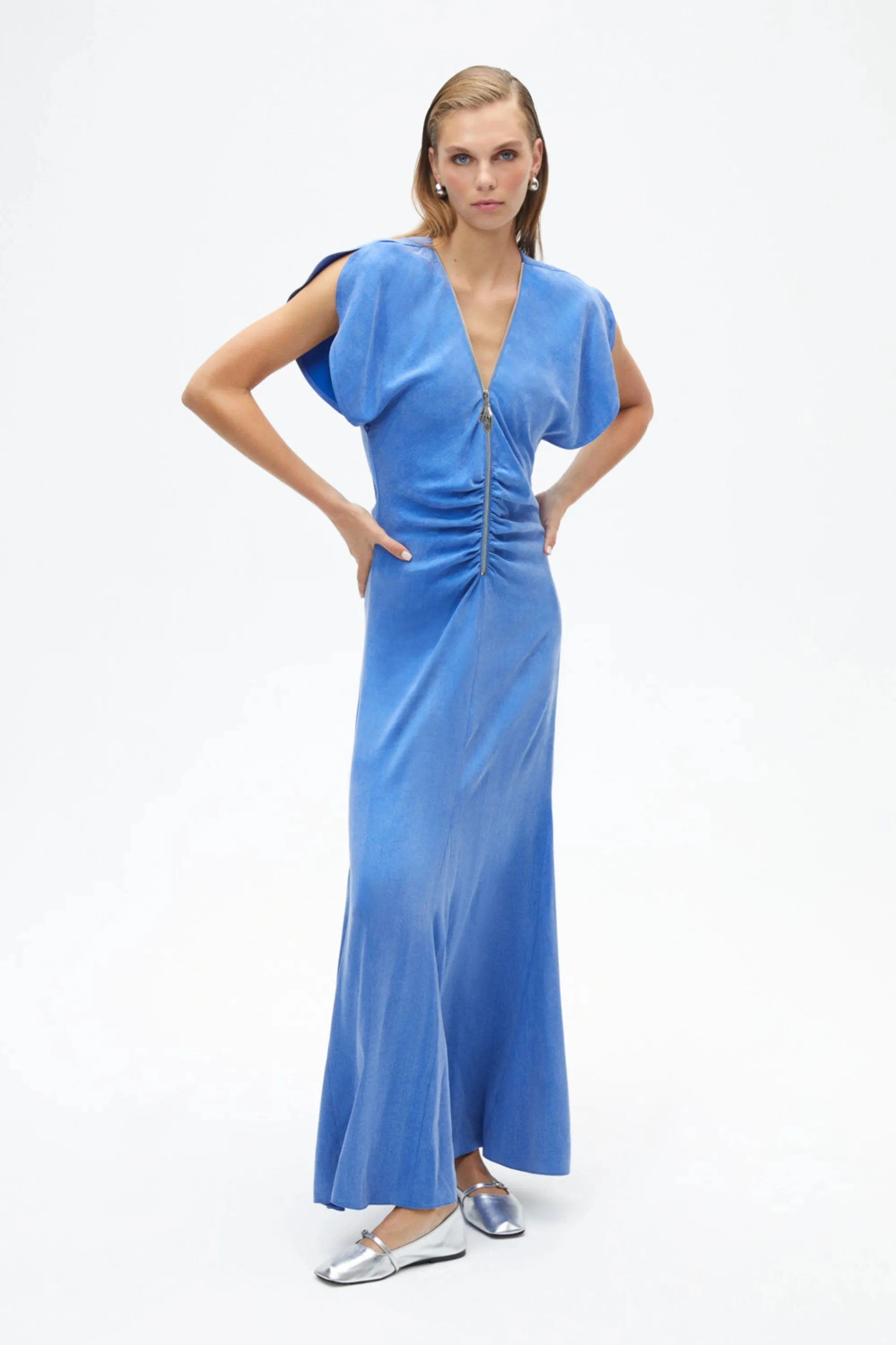 Draped V-Neck Dress