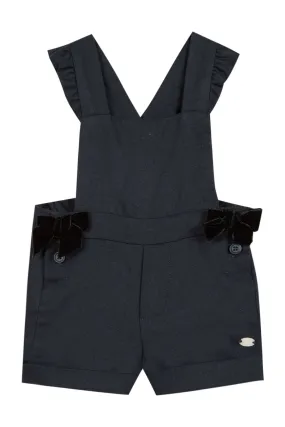 Dungarees - Navy flannel with bows