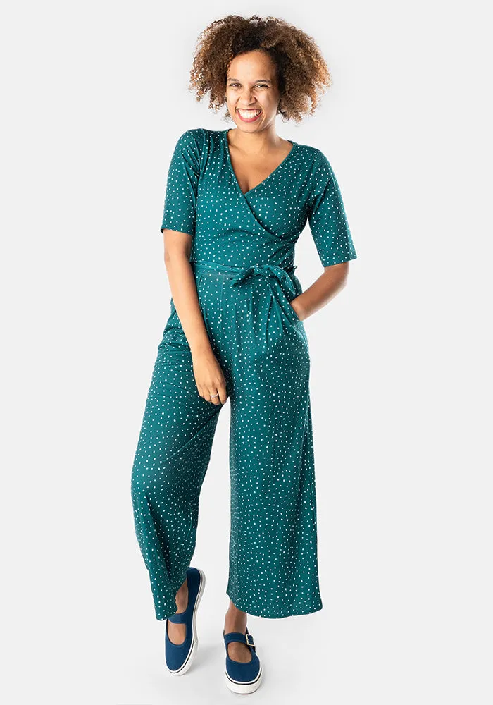 Elisha Irregular Spot Print Culotte Leg Jumpsuit