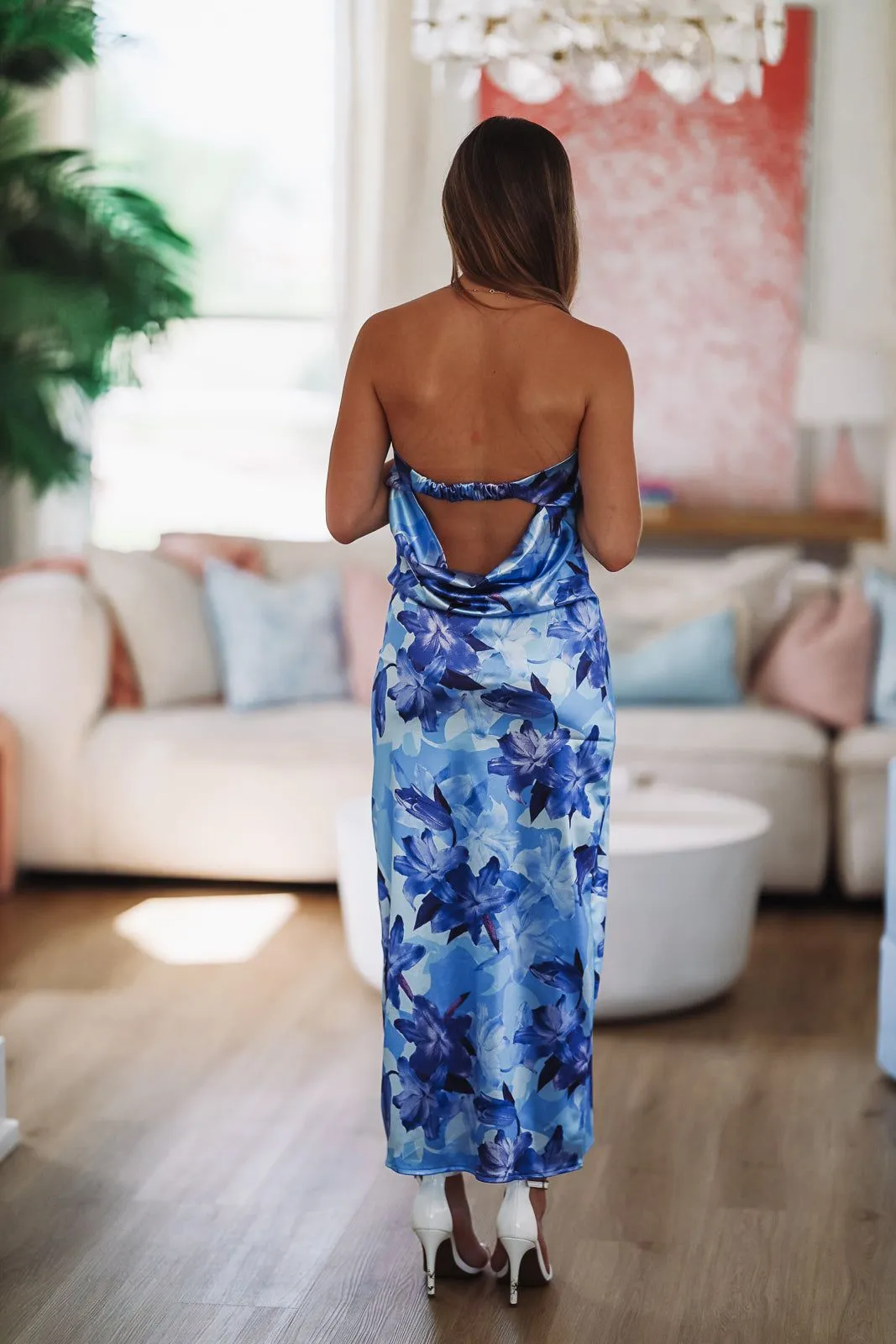 Find Your Oasis Floral Maxi Dress - Blue