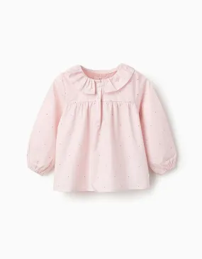 Floral Cotton Blouse for Baby Girls, Pink