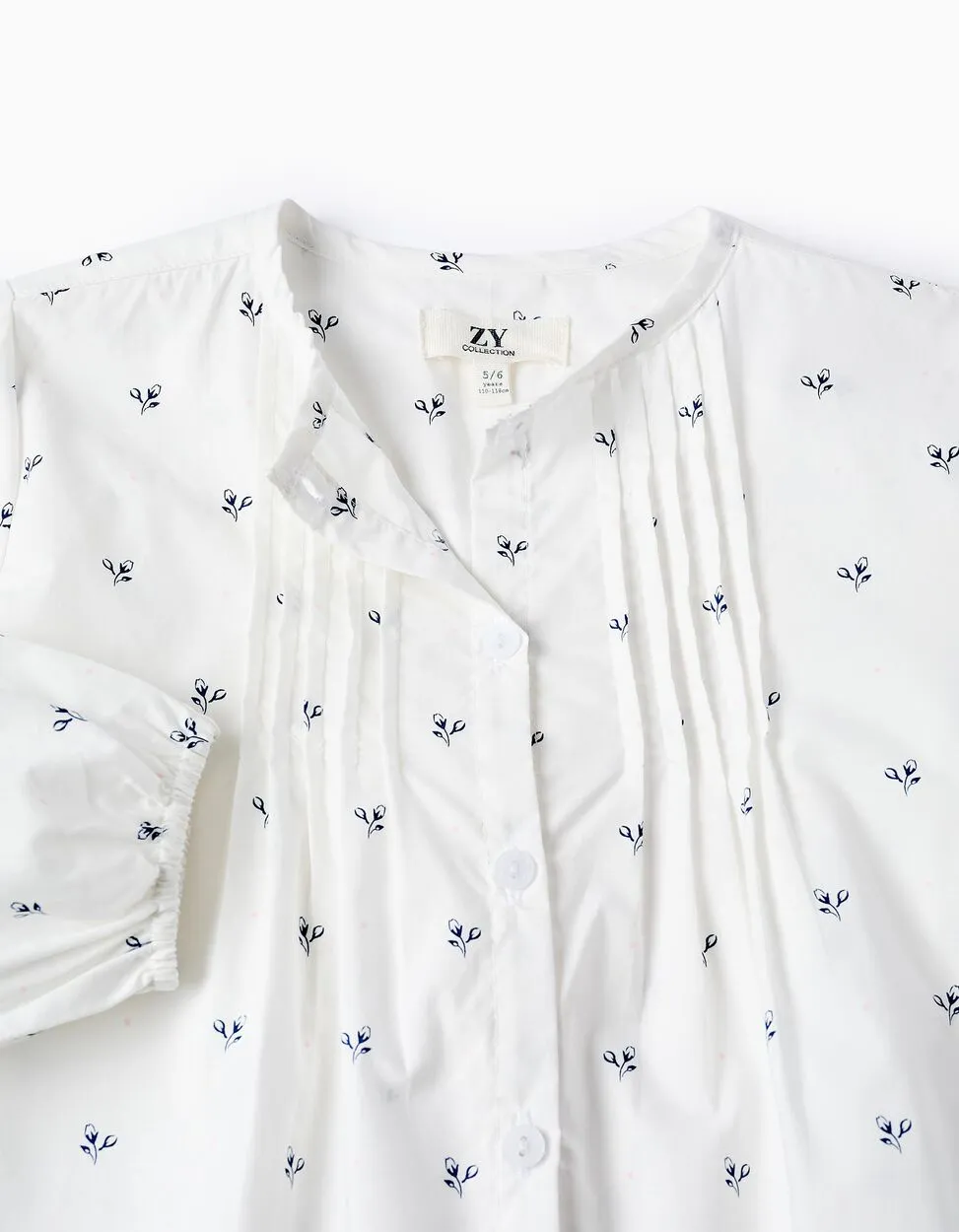 Floral Cotton Shirt for Girls, White