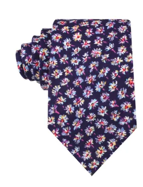 Floral Tie - Purple with Red, White, Yellow & Mauve