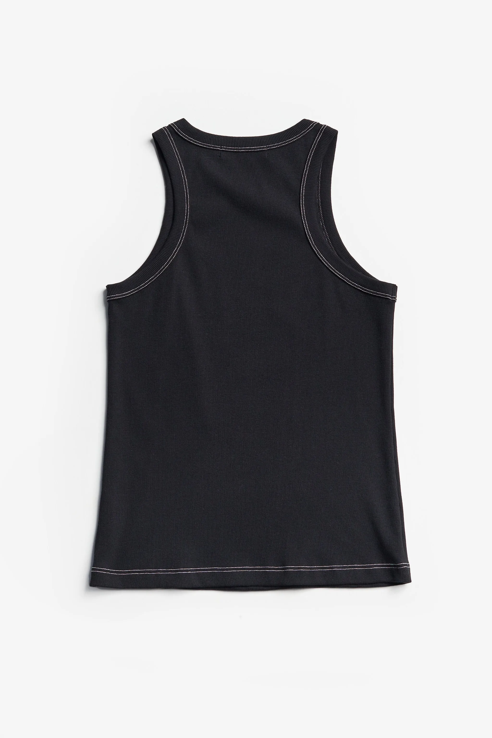 Flux Racer Back Tank Black w Ecru Stitch