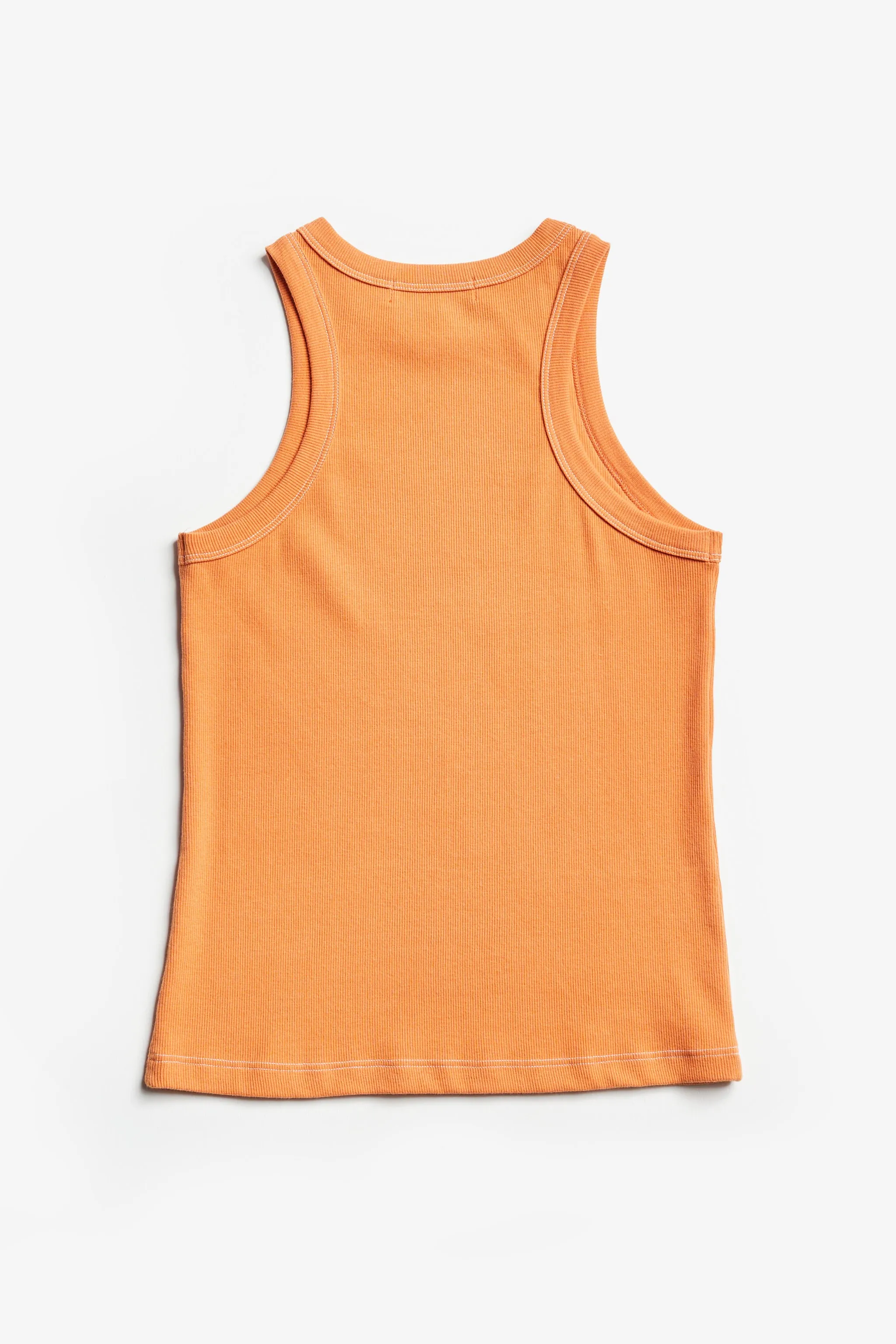 Flux Racer Back Tank Orange w Ecru Stitch