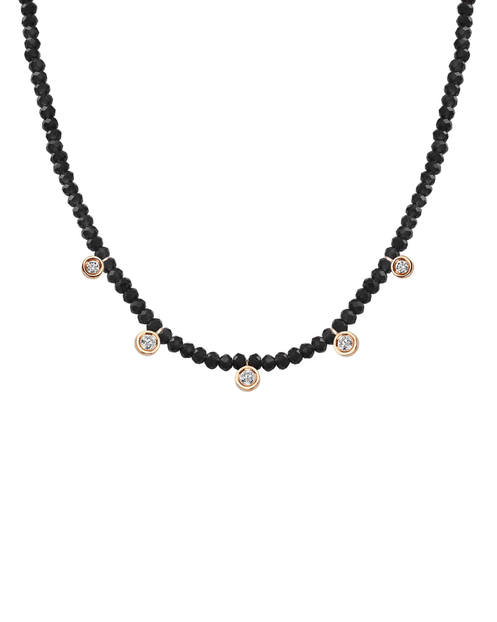 Garnet Gemstone & Five diamonds Necklace - 14K Yellow Gold