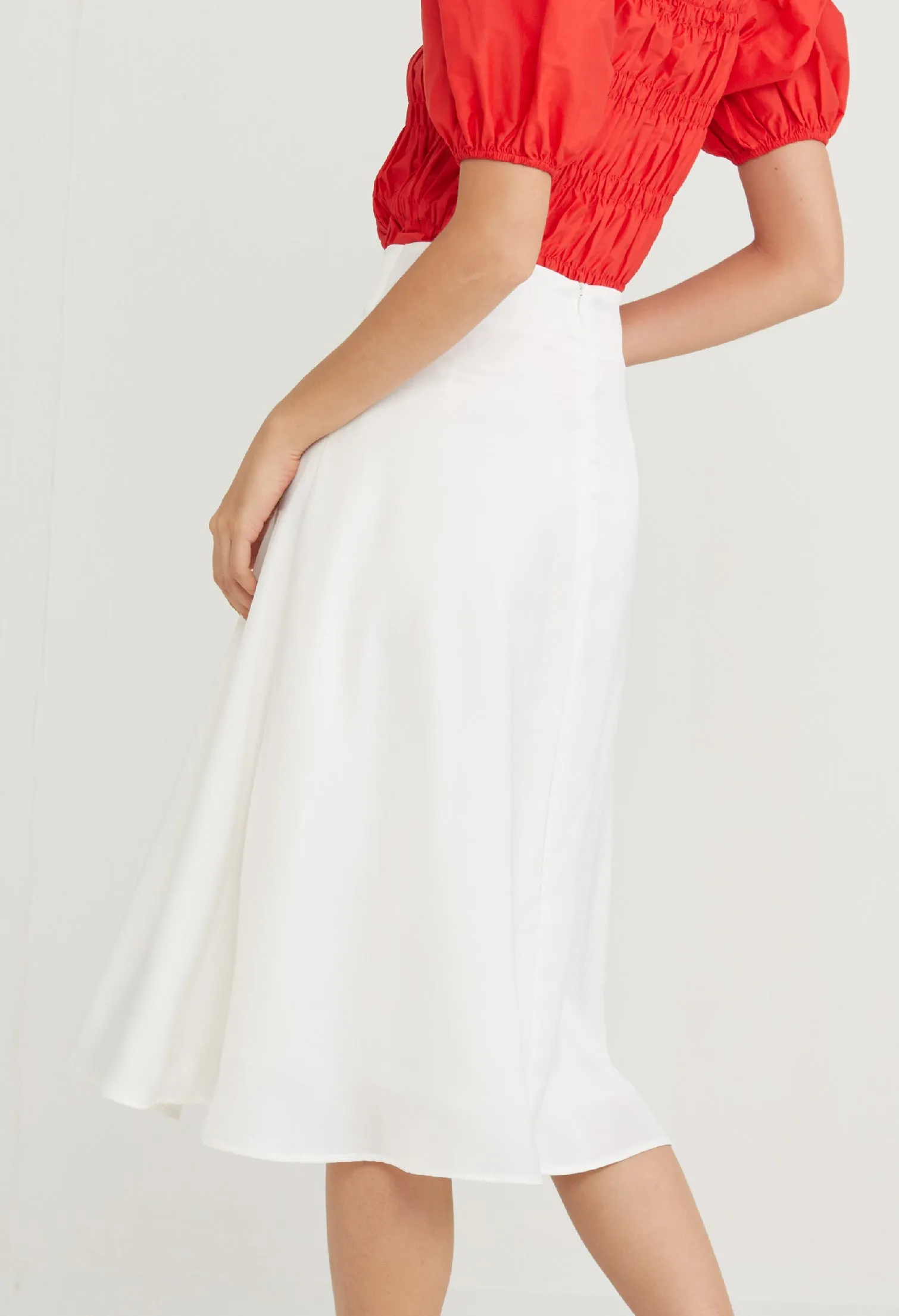 Geometric Pleated Satin Skirt