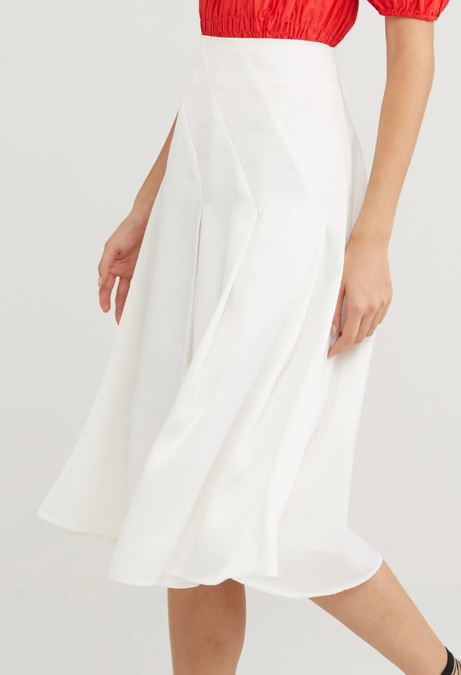 Geometric Pleated Satin Skirt