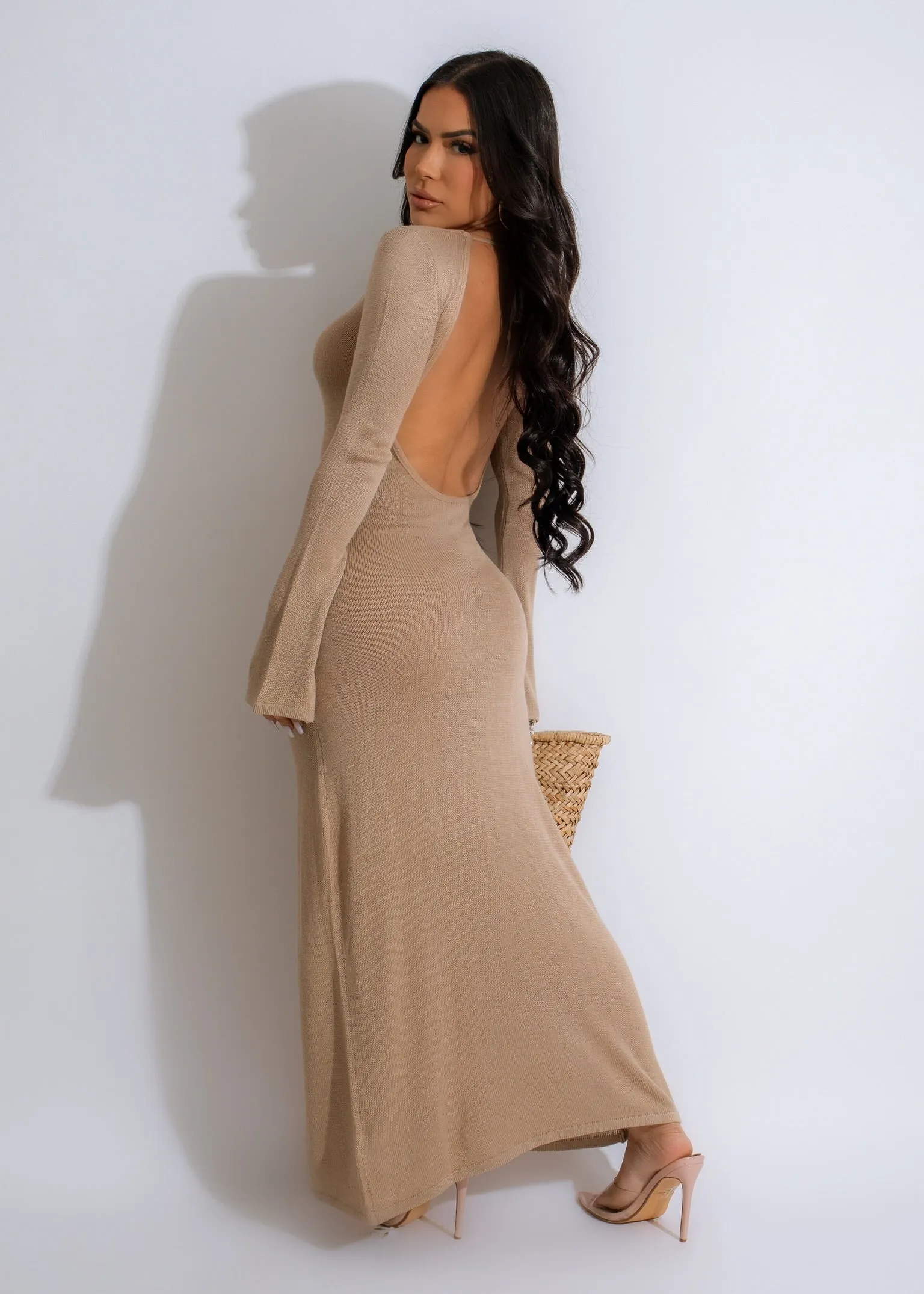 Get Away Knitted Maxi Dress Nude