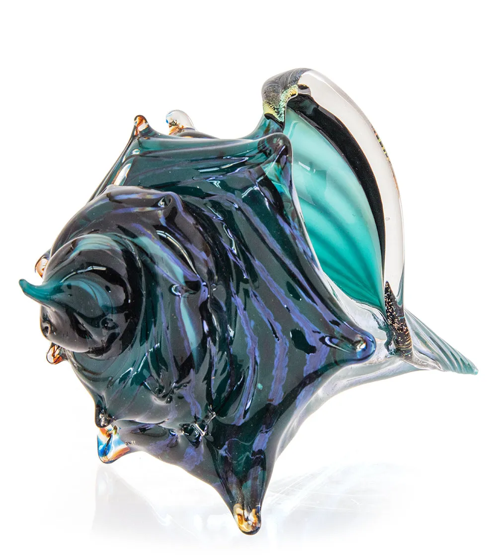 Glass Sculpture "Conch Shell Blue" by Ben Silver