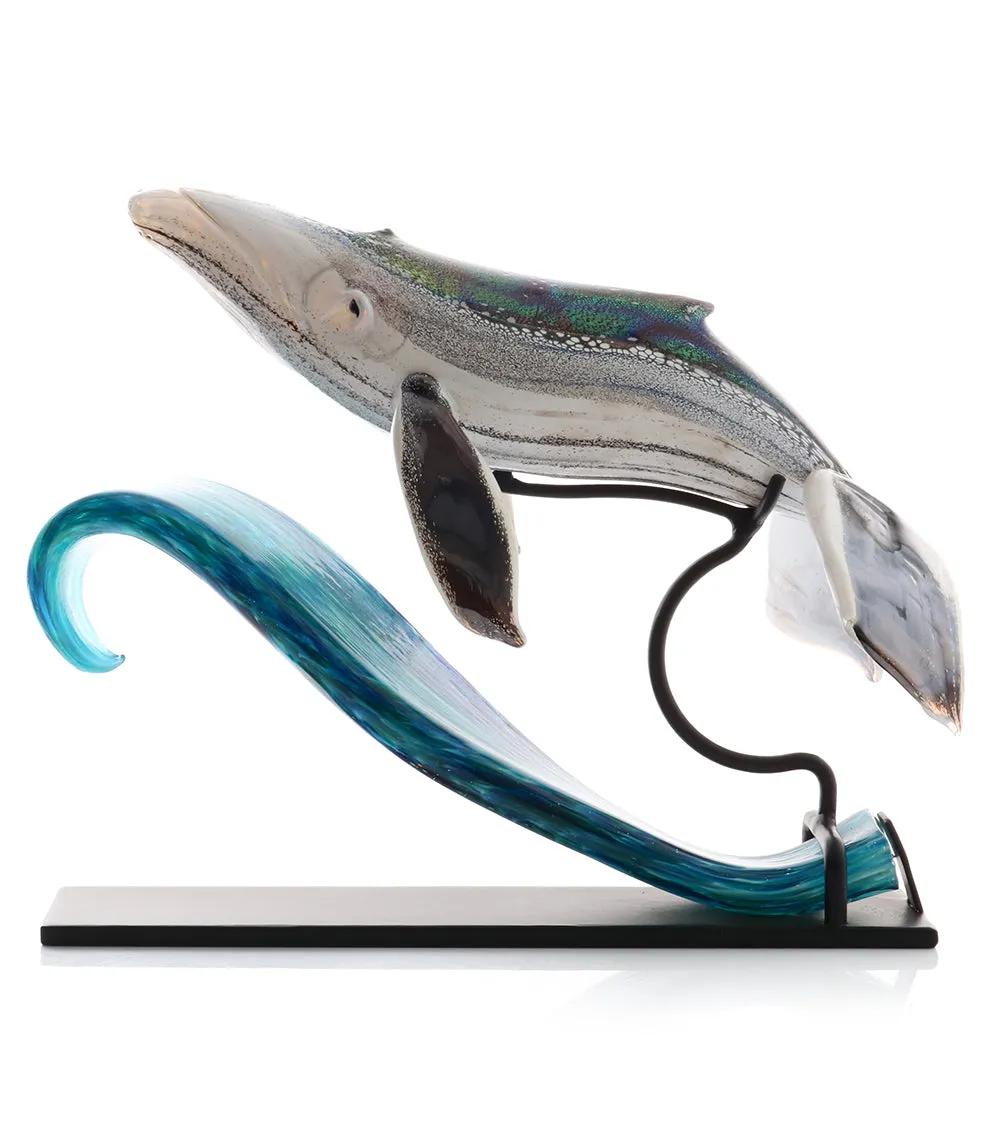 Glass Sculpture "Whale on Wave" by Ben Silver