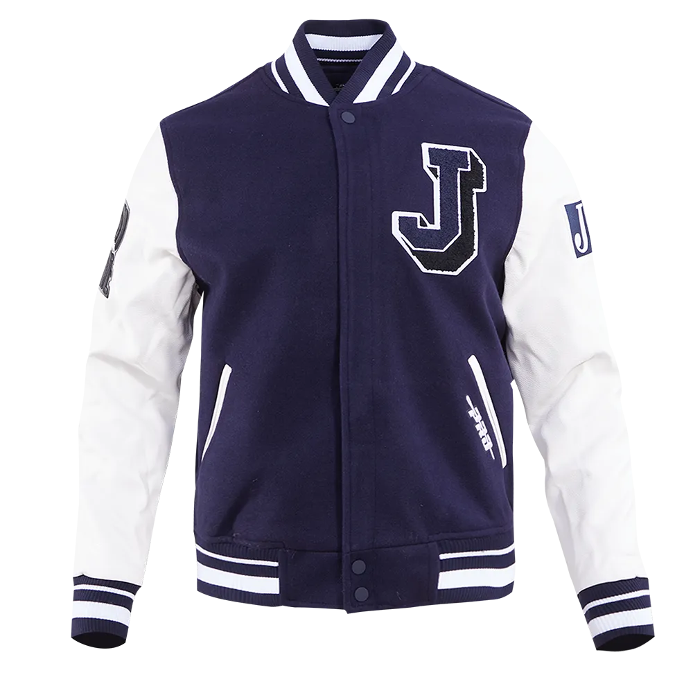 JACKSON STATE UNIVERSITY CLASSIC RIB WOOL VARSITY JACKET (MIDNIGHT NAVY/WHITE)