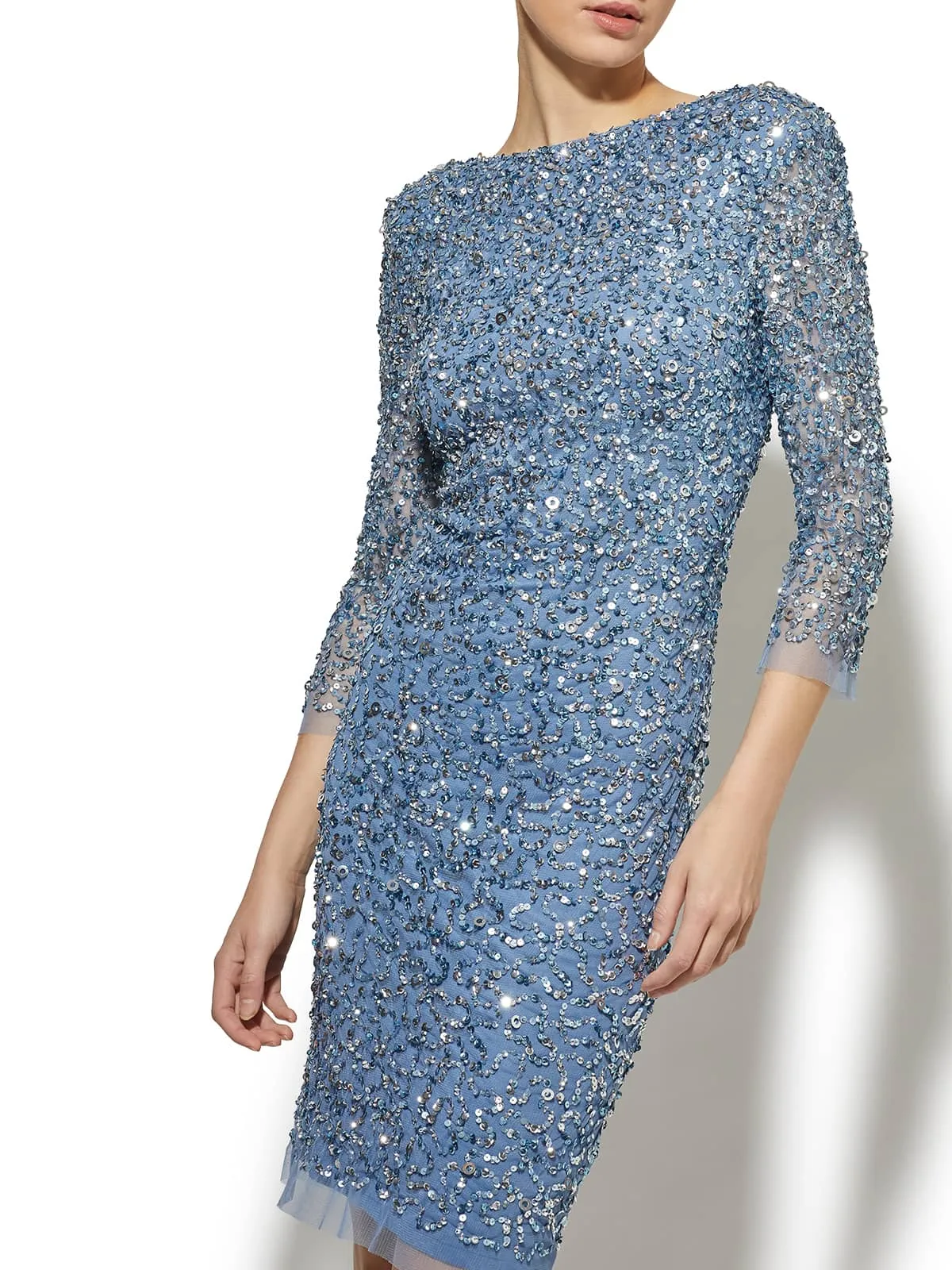 January Sky Blue Hand Beaded Dress