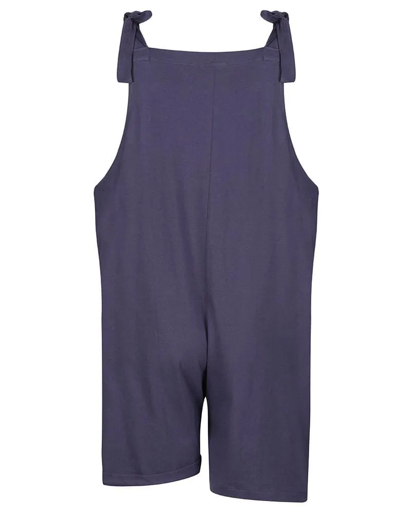 Ladies Navy Short Dungarees