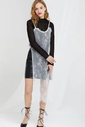 Lauren Deep High Slit Lace Dress