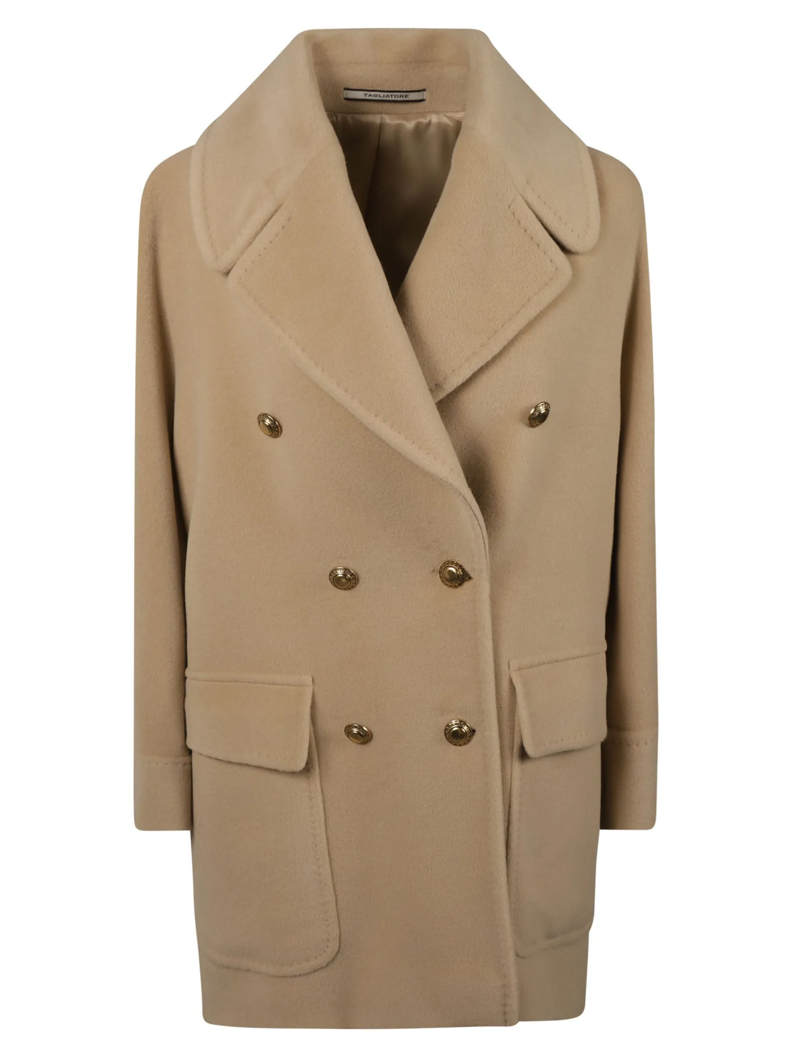 LIGHT BROWN ANGORA-WOOL DOUBLE-BREASTED JACKET