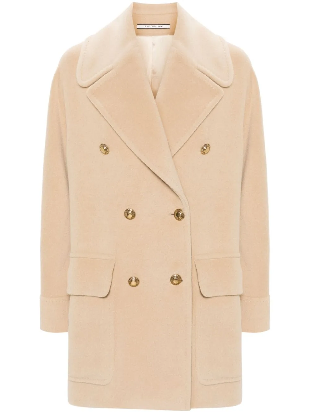 LIGHT BROWN ANGORA-WOOL DOUBLE-BREASTED JACKET