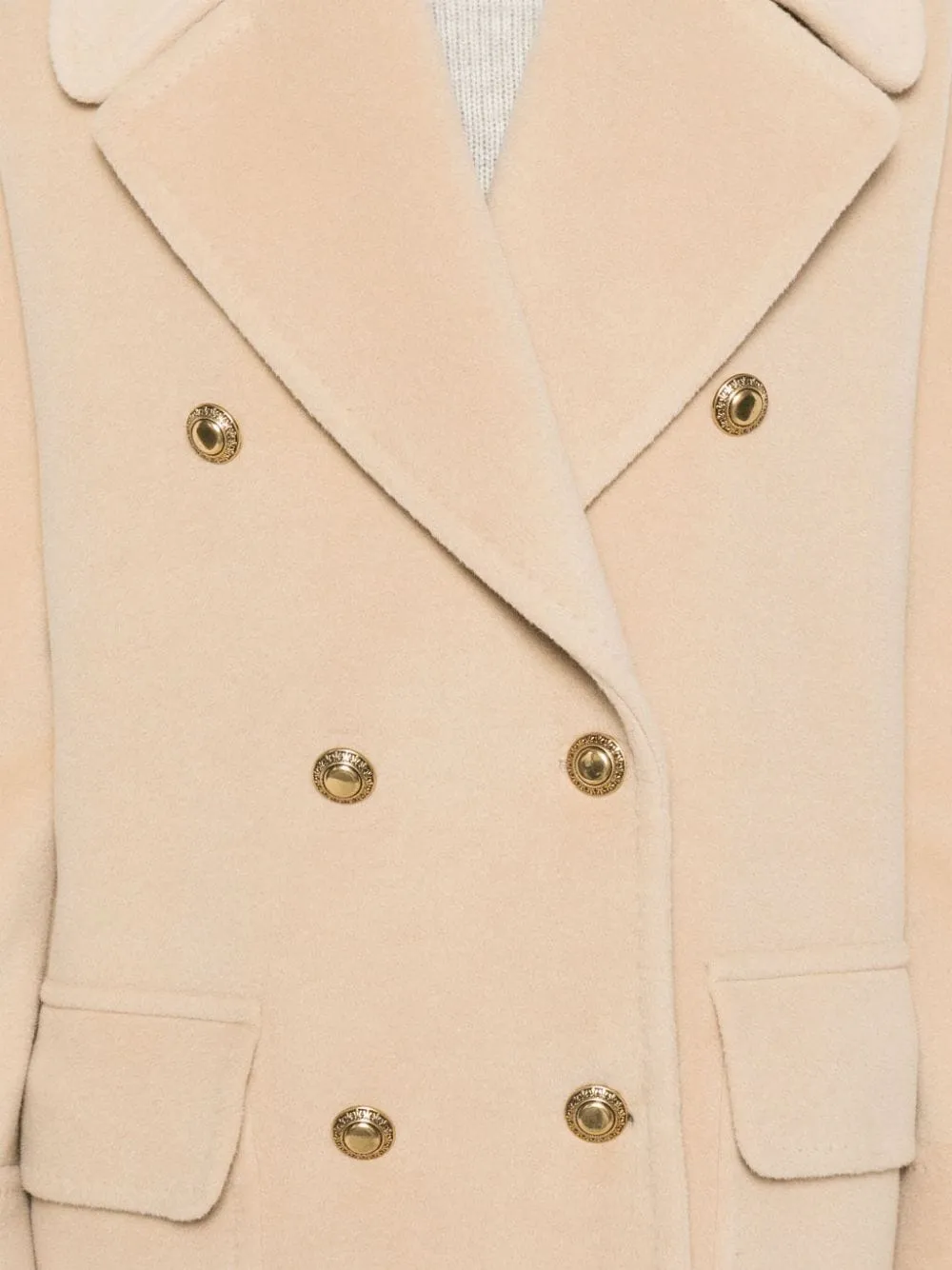 LIGHT BROWN ANGORA-WOOL DOUBLE-BREASTED JACKET