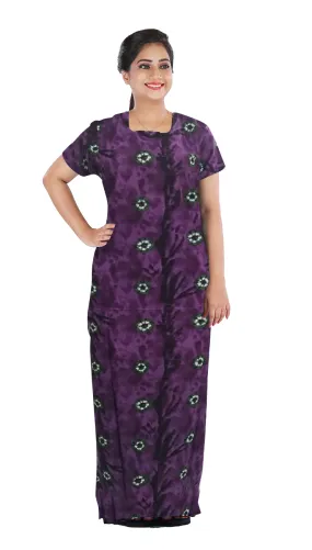 MANGAI New Regular Fit Cotton Printed  Nighties - All Over Printed Stylish Nightwear for Stylish Women | Side Cut Pocket | Beautiful Nighties for Stylish Women's (VNM)