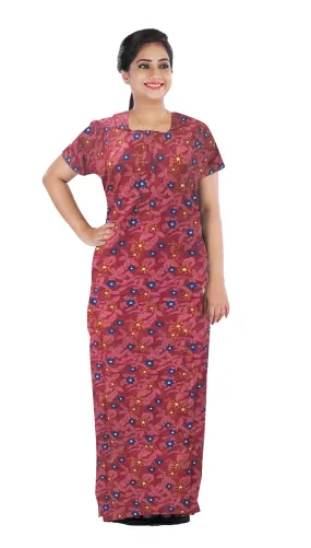 MANGAI New Regular Fit Cotton Printed  Nighties - All Over Printed Stylish Nightwear for Stylish Women | Side Cut Pocket | Beautiful Nighties for Stylish Women's (VNM)