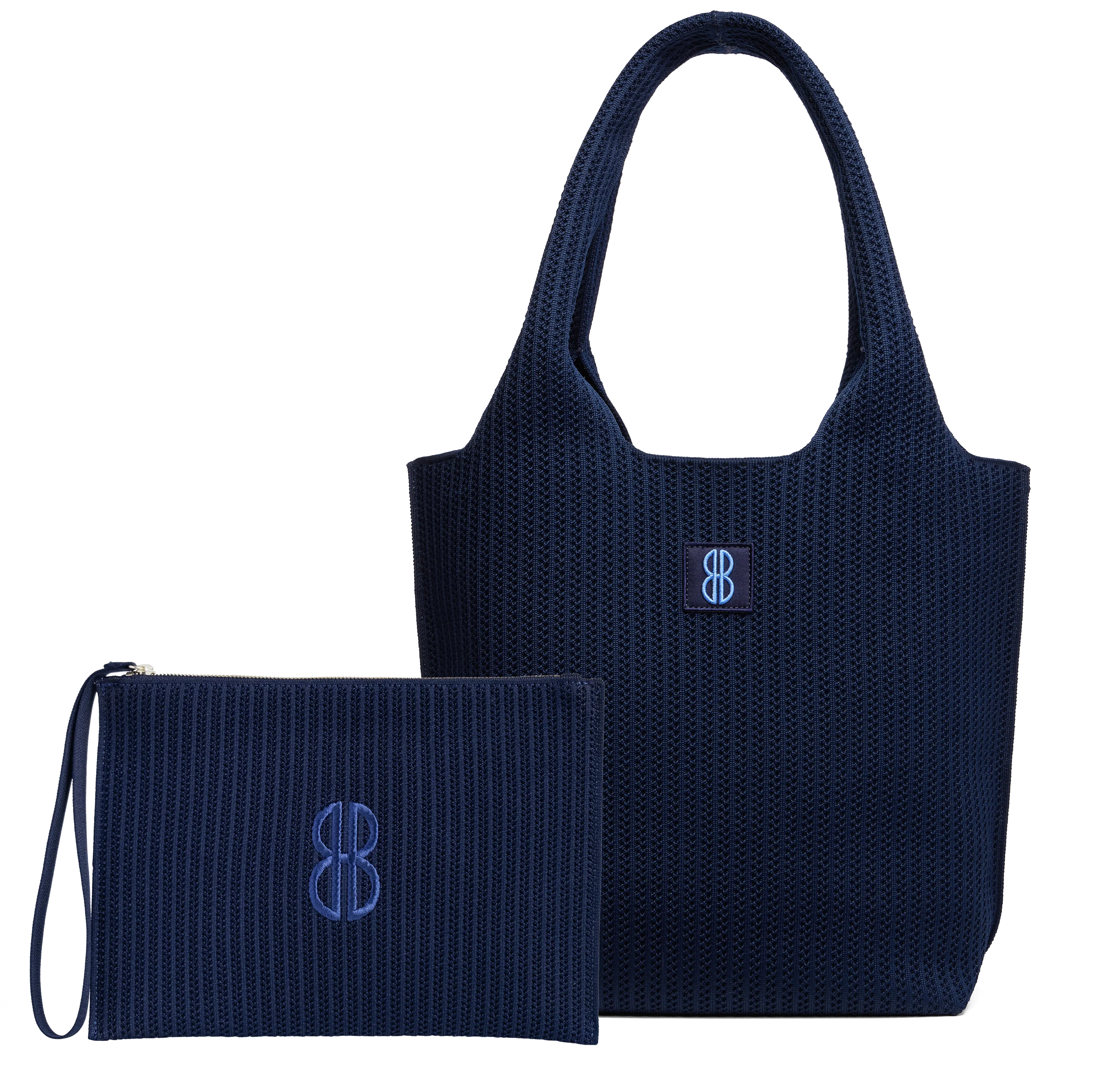 Medium - Navy Stripe Tote With Pouch