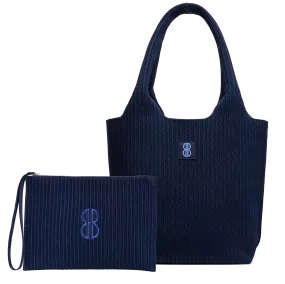 Medium - Navy Stripe Tote With Pouch