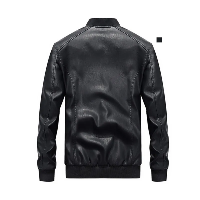 Men's Jacket Brand Embroidery PU Jackets Male Casual Warm Fleece Pilot Bomber Jacket Coat | 7702