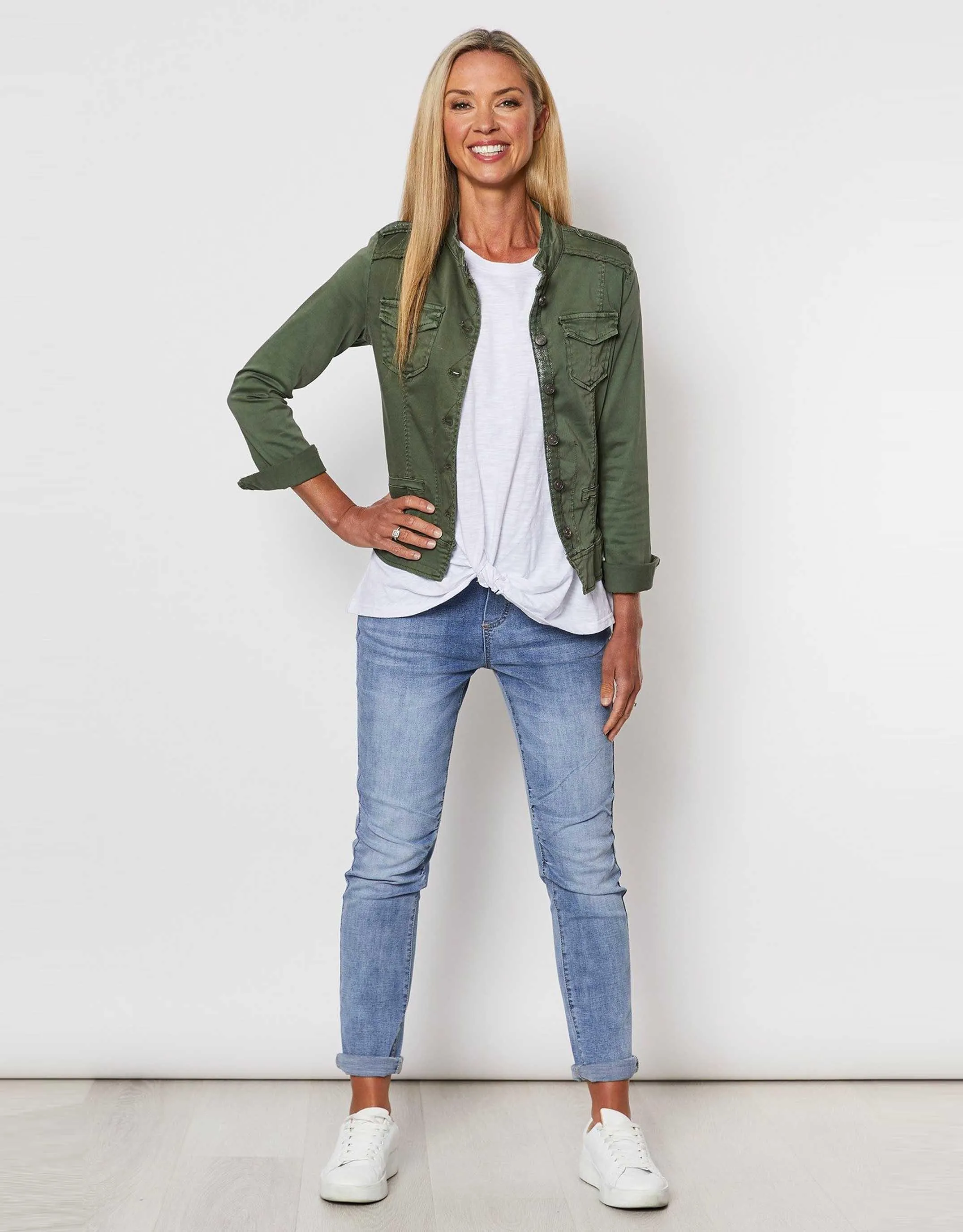 Military Denim Jacket - Khaki