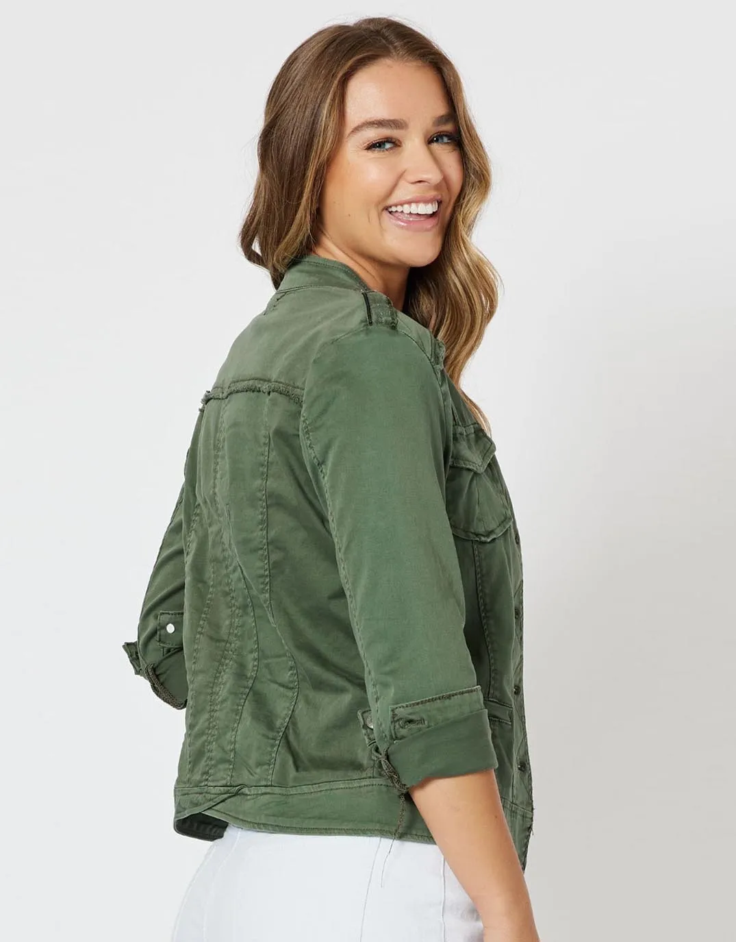 Military Denim Jacket - Khaki