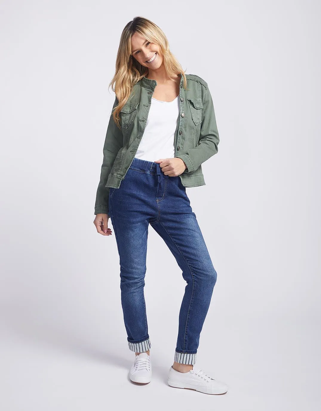 Military Denim Jacket - Khaki