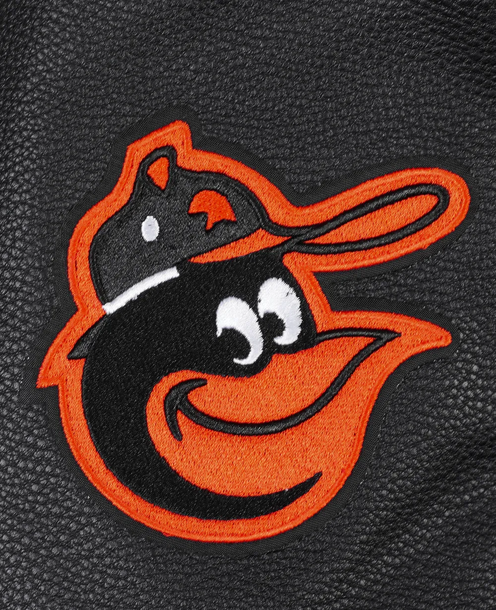 MLB BALTIMORE ORIOLES RETRO CLASSIC MEN'S RIB WOOL VARSITY JACKET (BLACK/ORANGE)