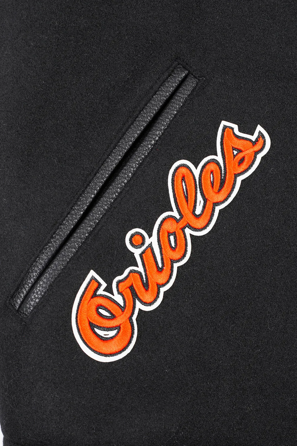 MLB BALTIMORE ORIOLES RETRO CLASSIC MEN'S RIB WOOL VARSITY JACKET (BLACK/ORANGE)