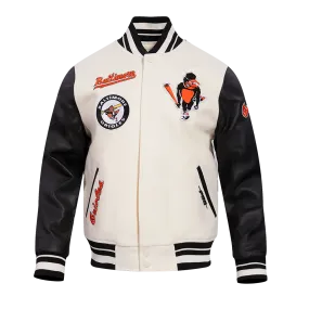 MLB BALTIMORE ORIOLES RETRO CLASSIC MEN'S RIB WOOL VARSITY JACKET (EGGSHELL/BLACK)