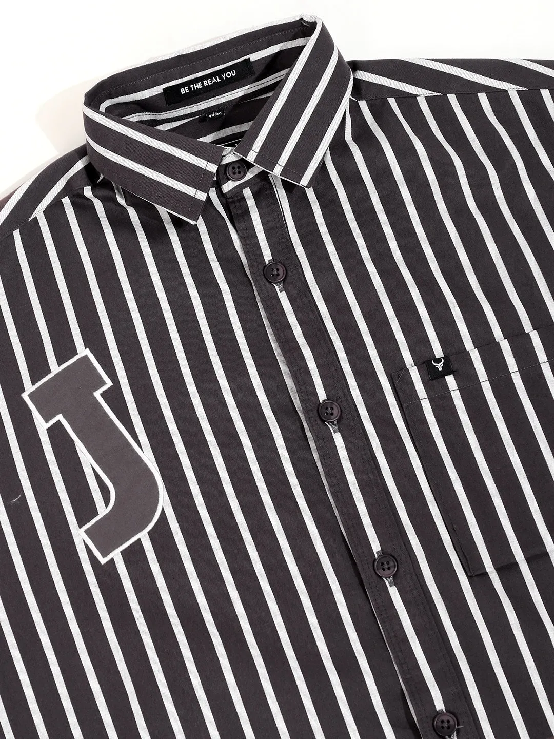 Navy Twill Fabric Stripe Shirt