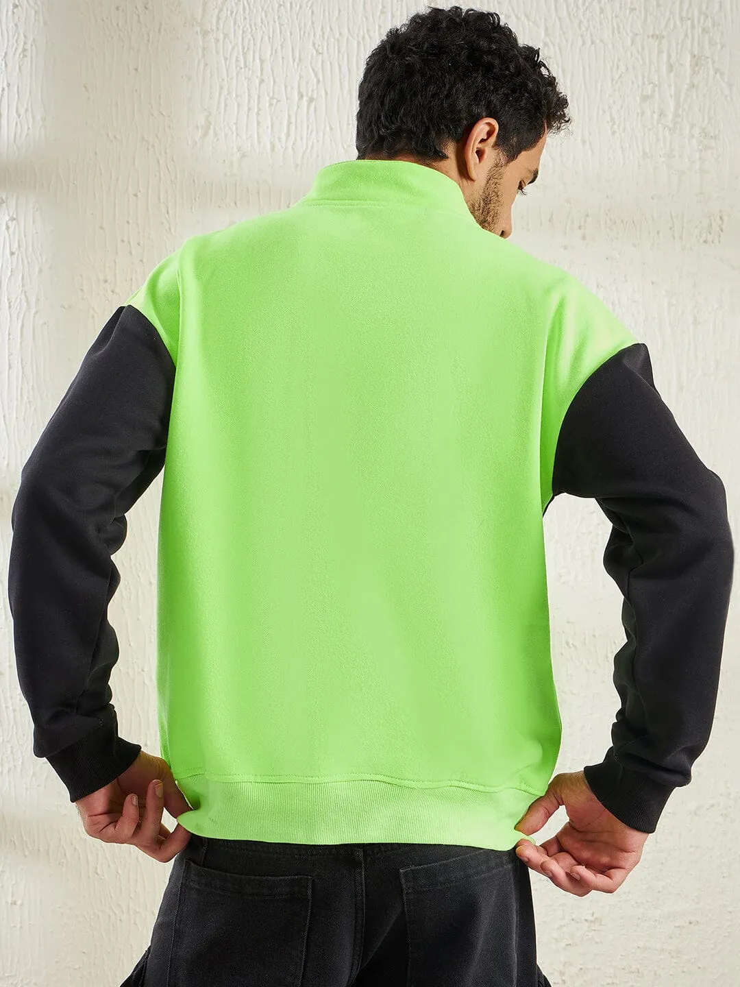 Neon And Black Oversized Cut Sew Sweatshirt