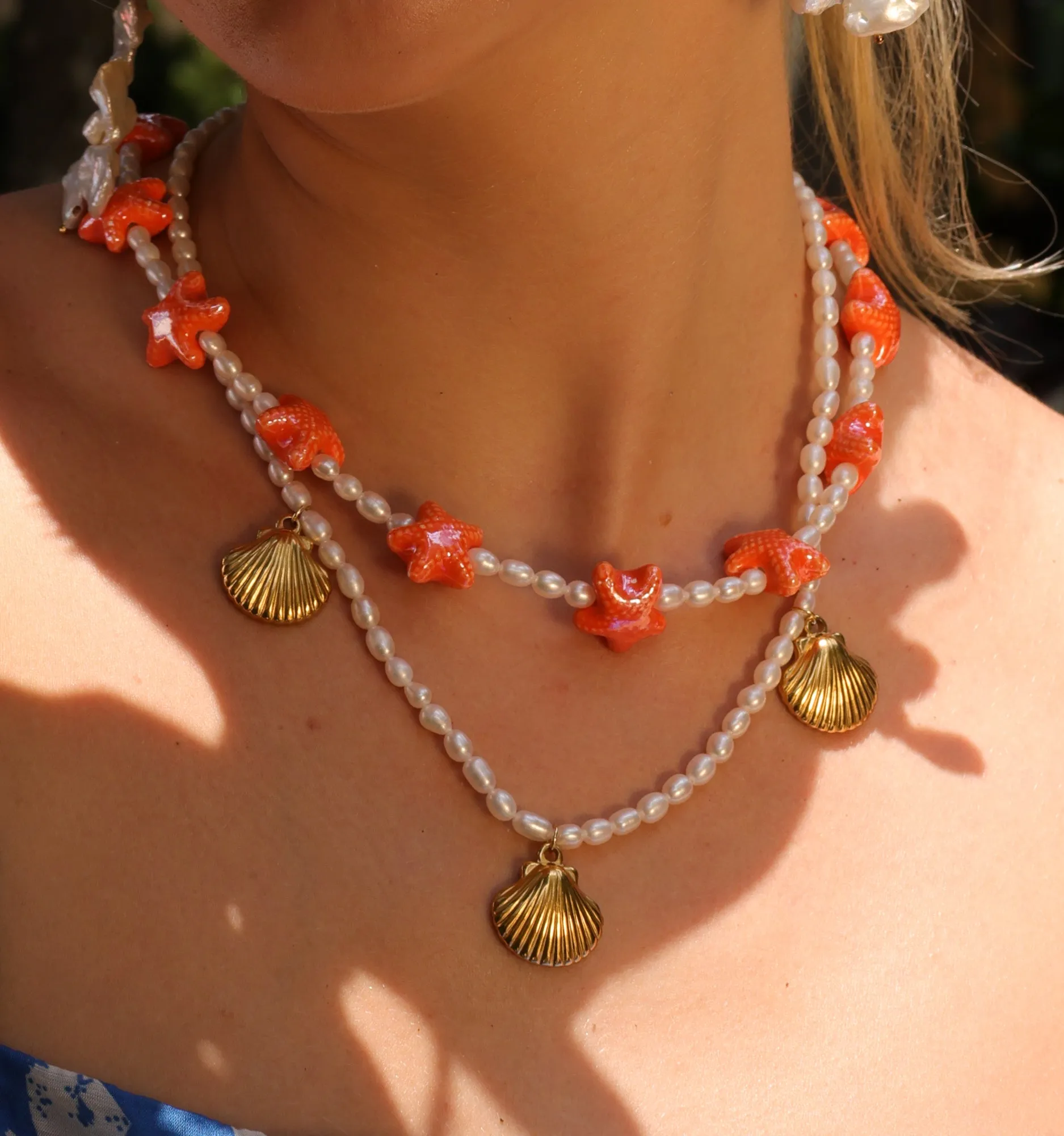 Orange Cosmic Seastar Necklace