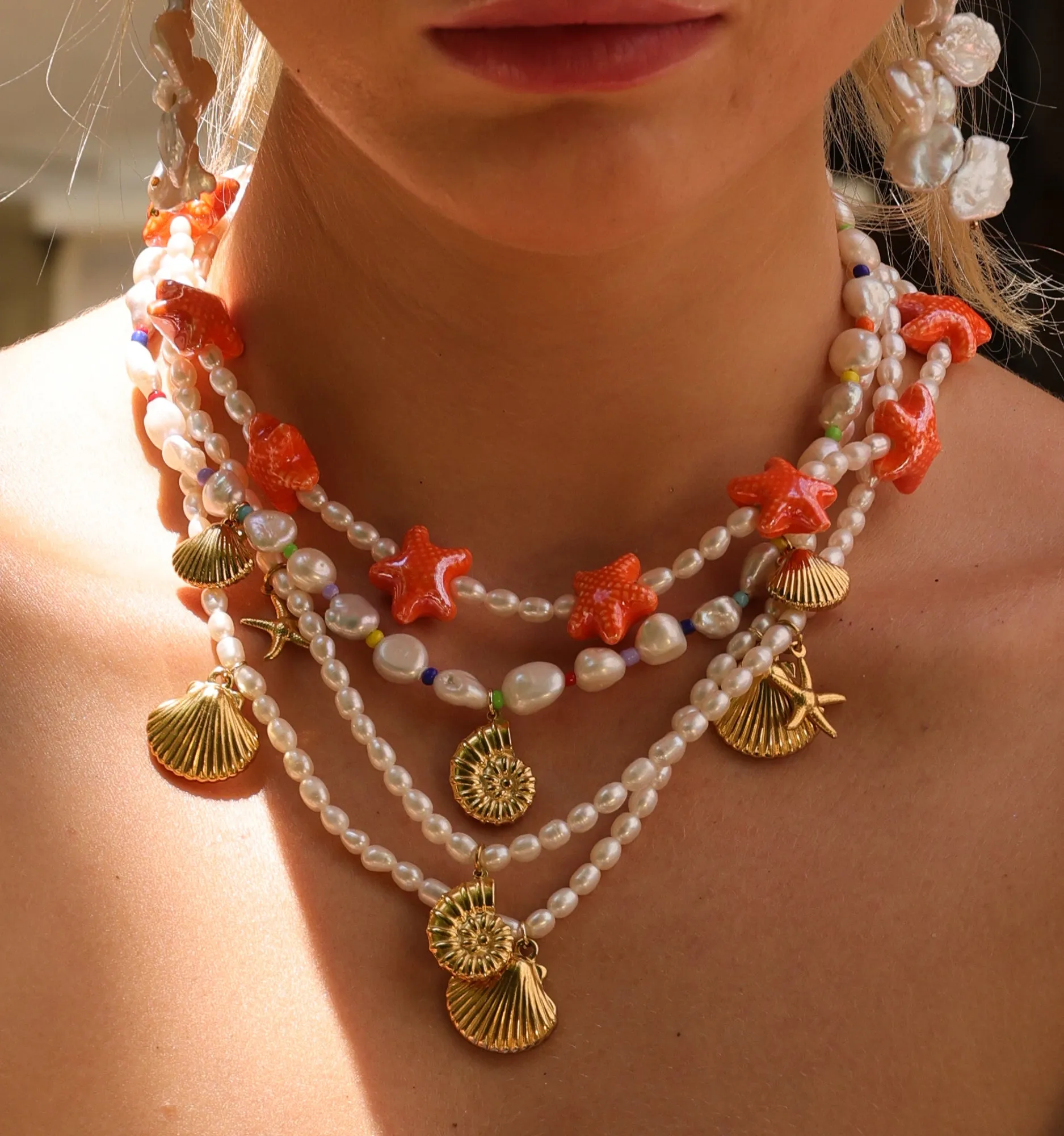 Orange Cosmic Seastar Necklace