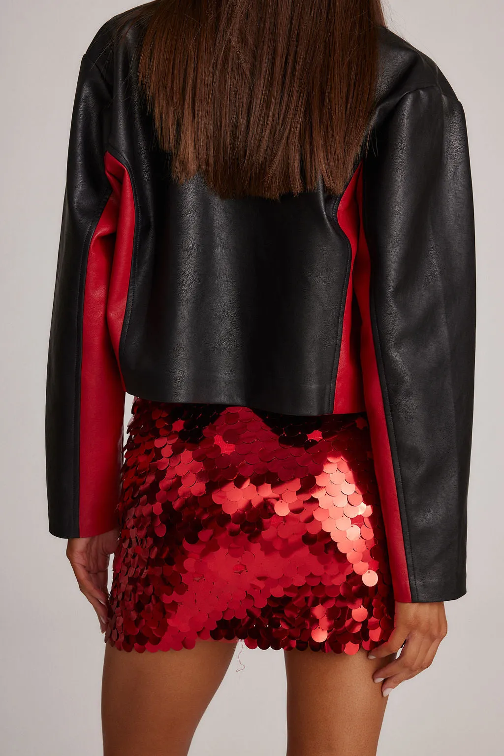 Pippa Red Disco Sequin Mini Skirt