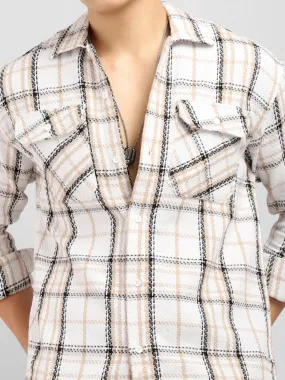 Plaiditude Beige Checked Shirts