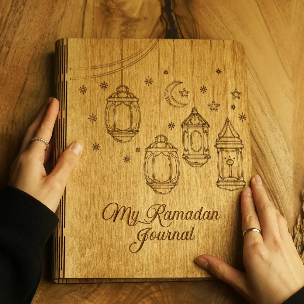 Ramadan Journal for Family Wooden Cover Journal Ramadan Planner - Islamic Gift