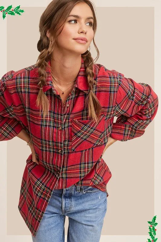 Red Plaid Flannel Shirt