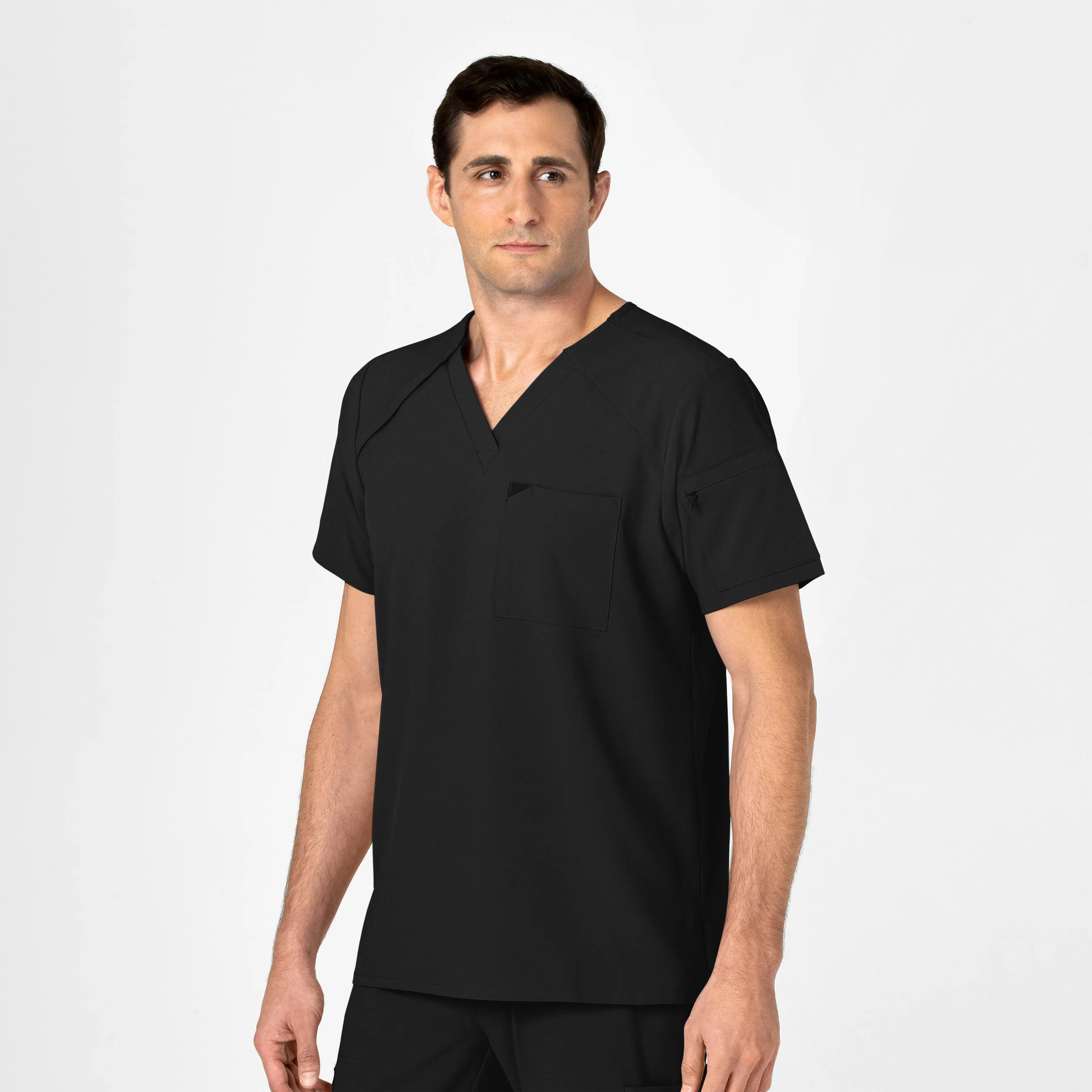 RENEW Men's EZ Zip Scrub Top - Black