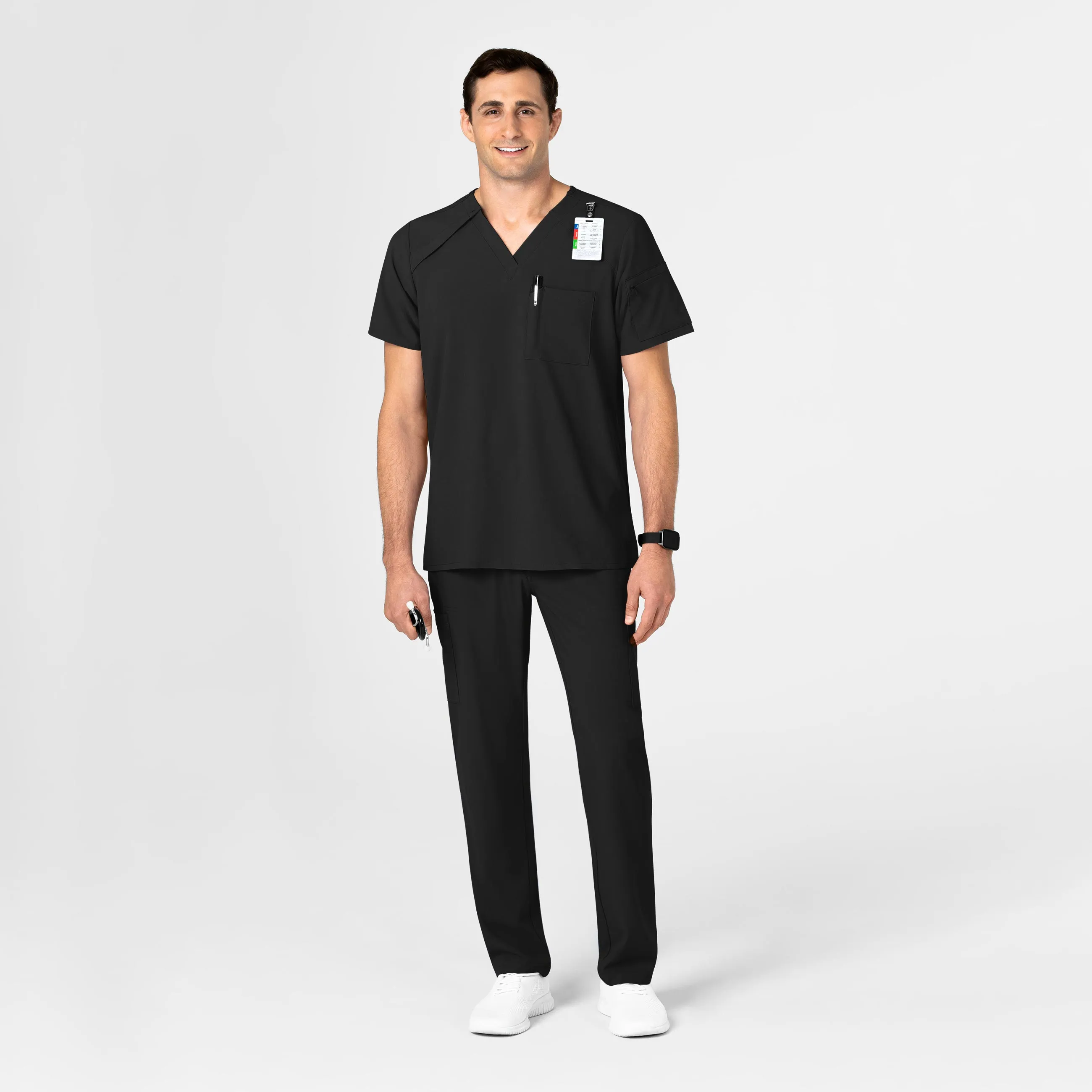 RENEW Men's EZ Zip Scrub Top - Black