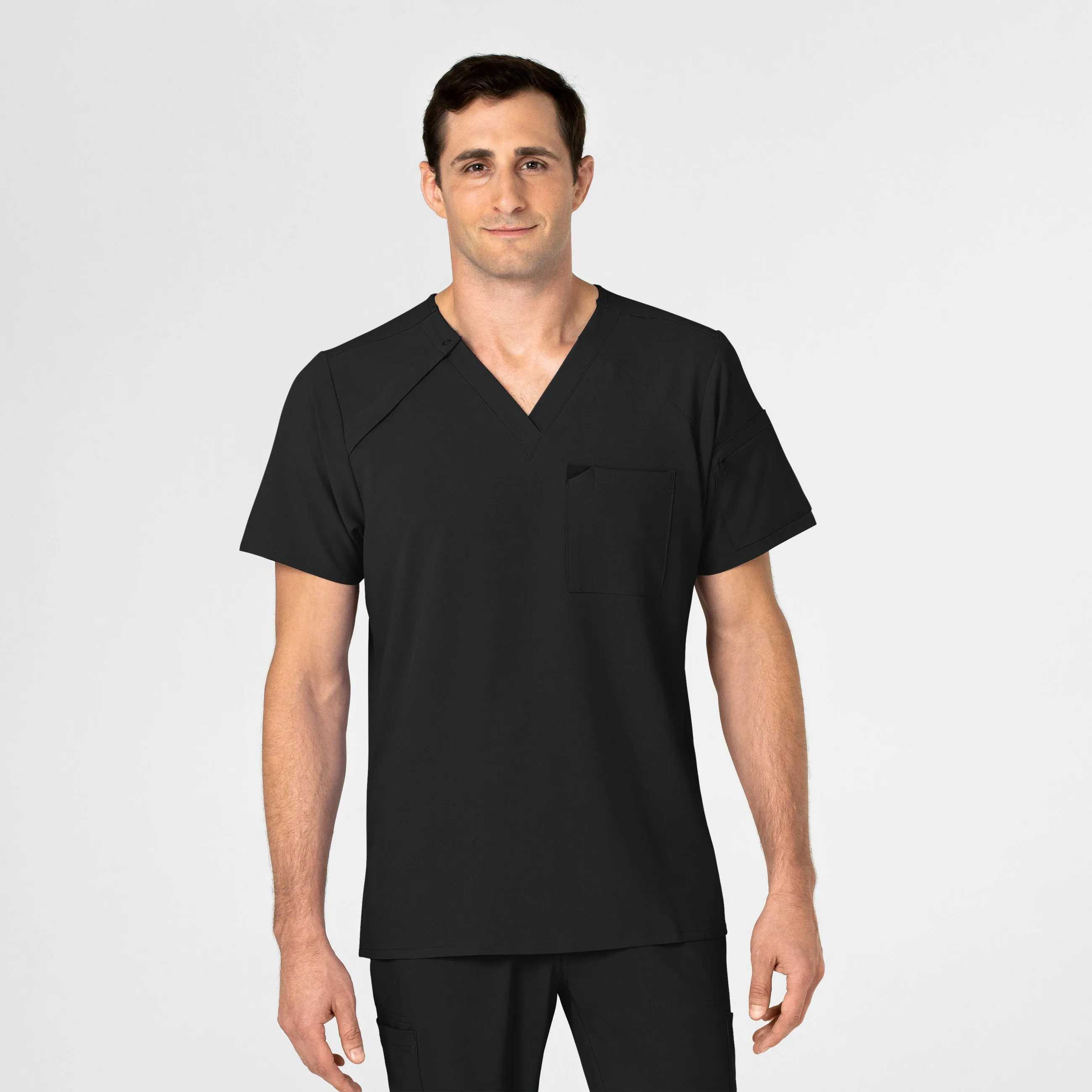 RENEW Men's EZ Zip Scrub Top - Black