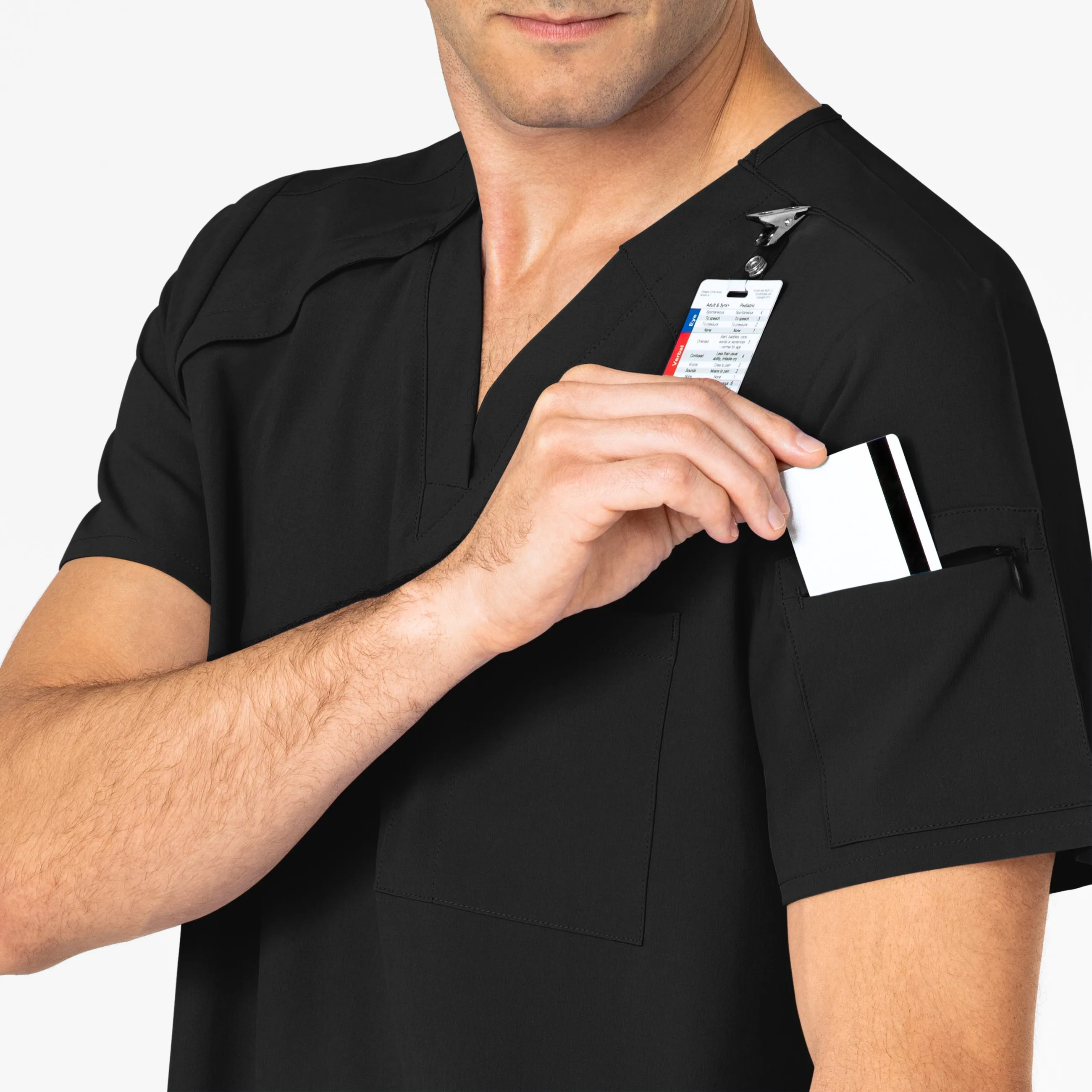 RENEW Men's EZ Zip Scrub Top - Black