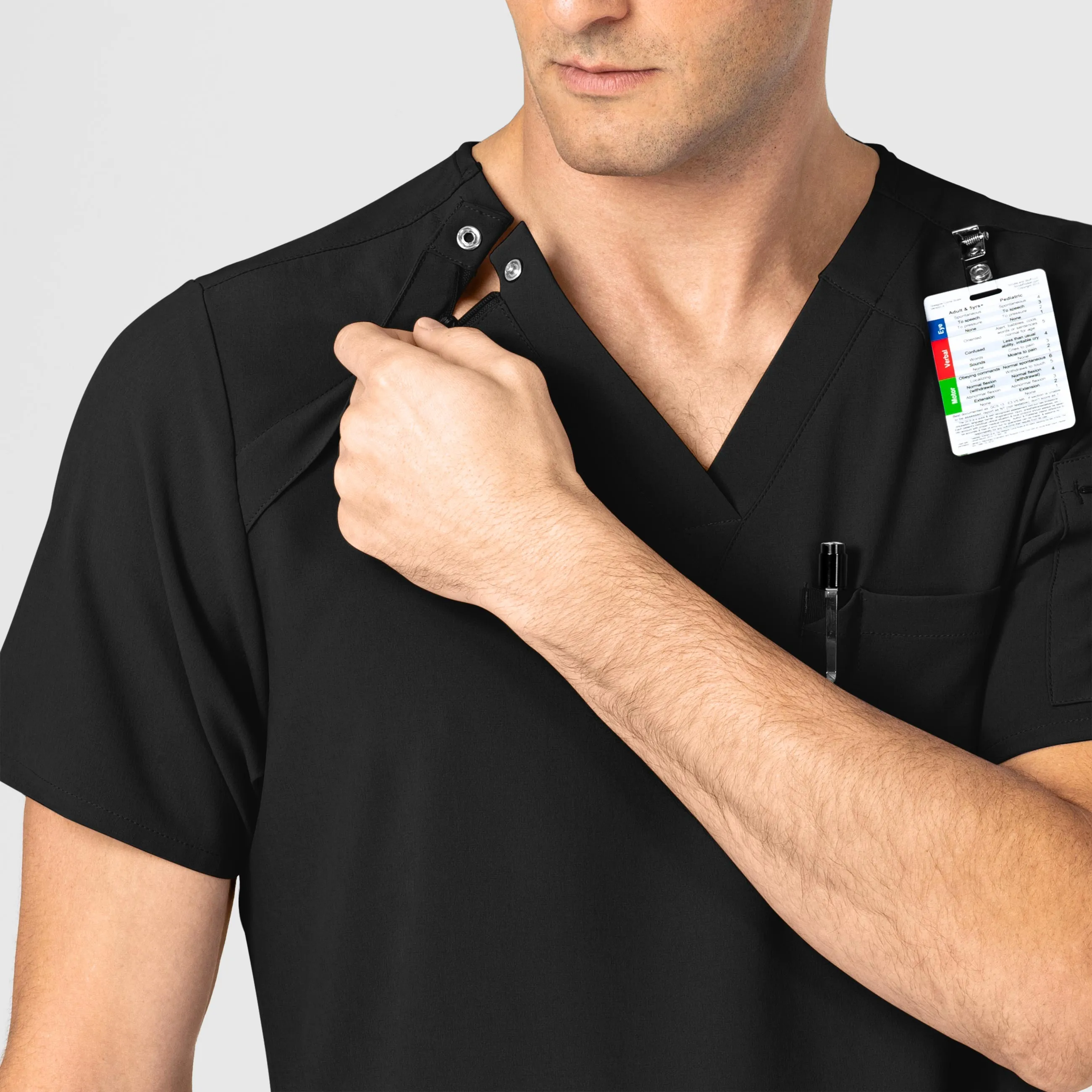 RENEW Men's EZ Zip Scrub Top - Black