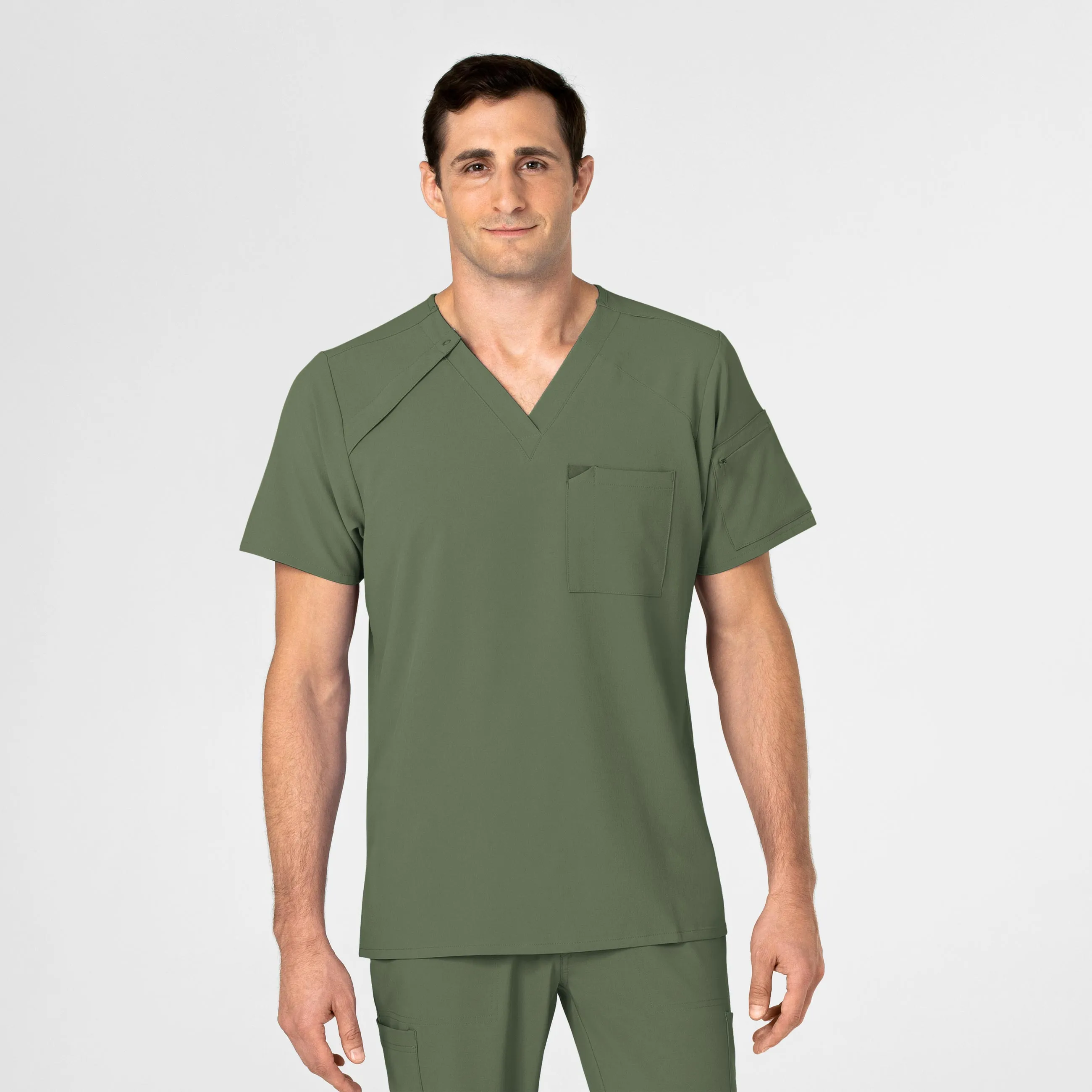 RENEW Men's EZ Zip Scrub Top - Olive